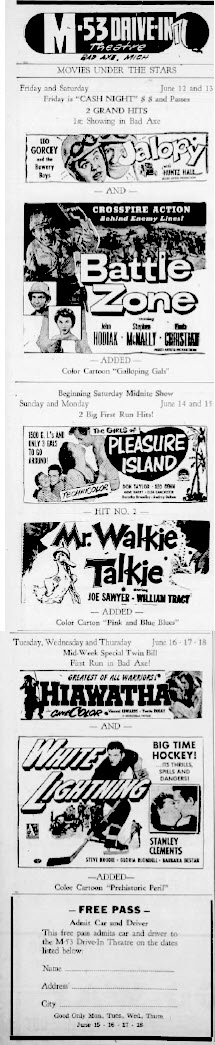 M-53 Drive-In Theatre - June 12 1953 Ad (newer photo)